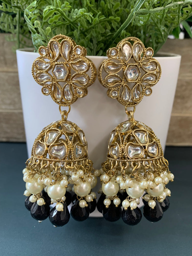 Dia kundan jhumki/ jhumka earring black