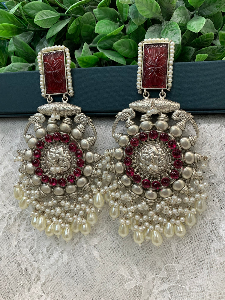 Silver replica oversize chandelier earring