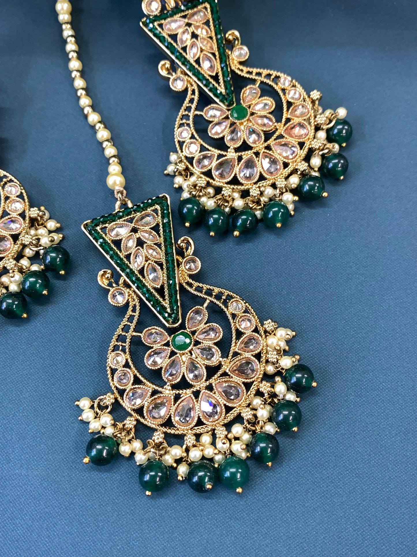 Polki tikka set joana in emerald green