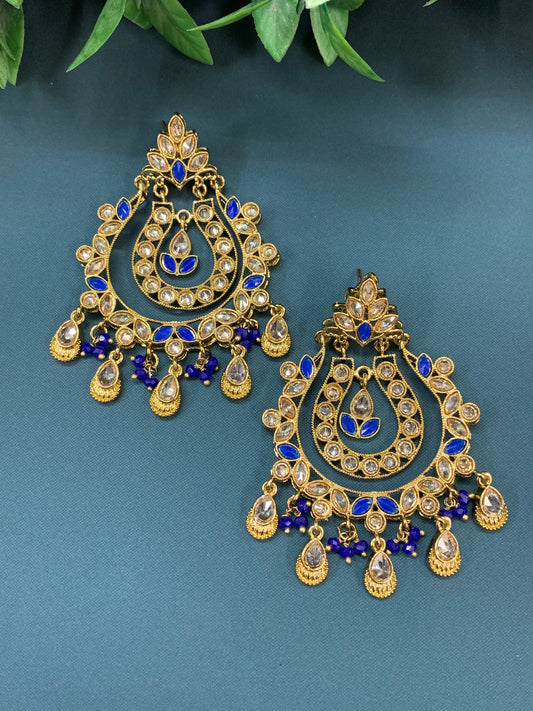 Bonnie polki chandbali earring antique/ dark blue