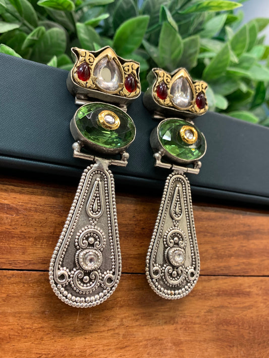 Haya Silver replica earring red and green