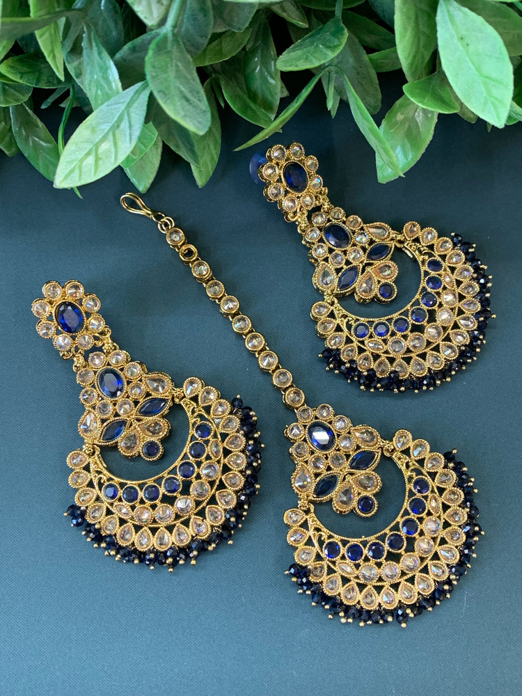 Erin reverse popki tikka set chandbali style navy blue