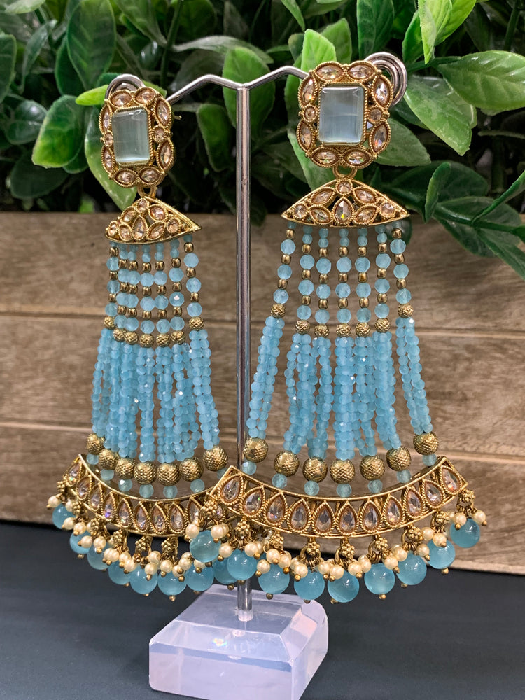 Amna polki fashion statement  earring light blue