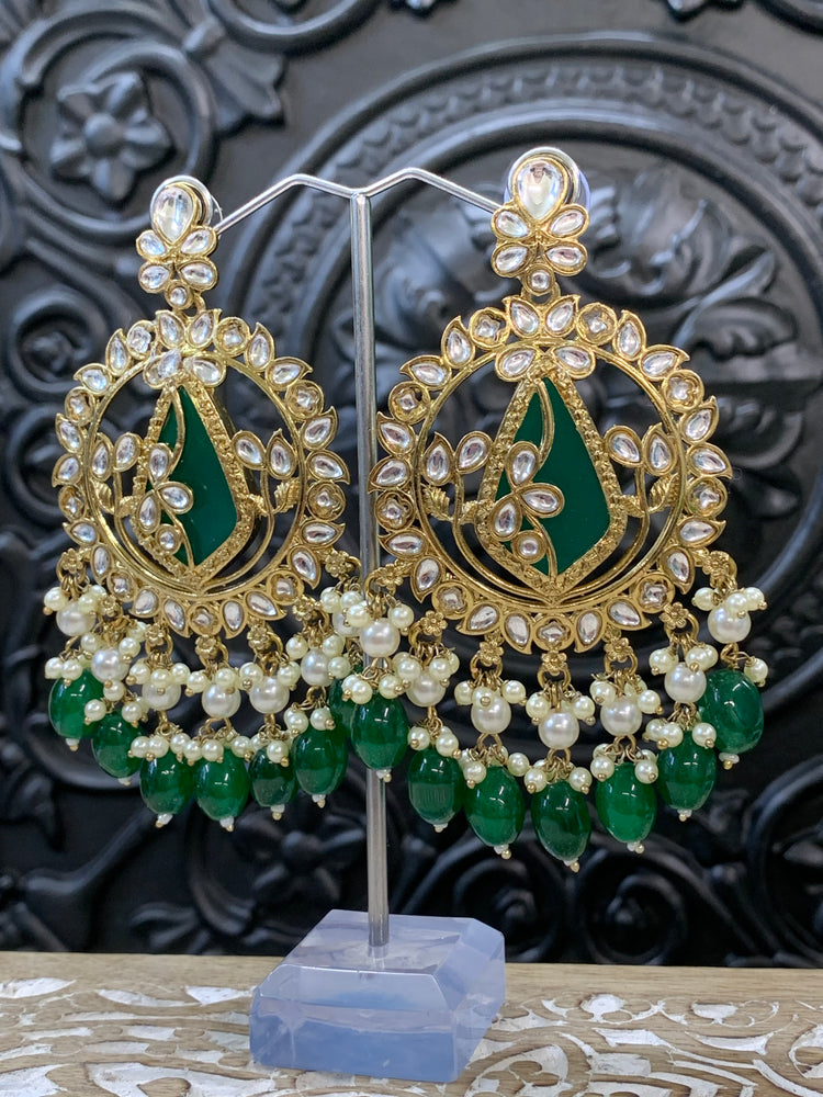 Amba kundan earring blush emerald green