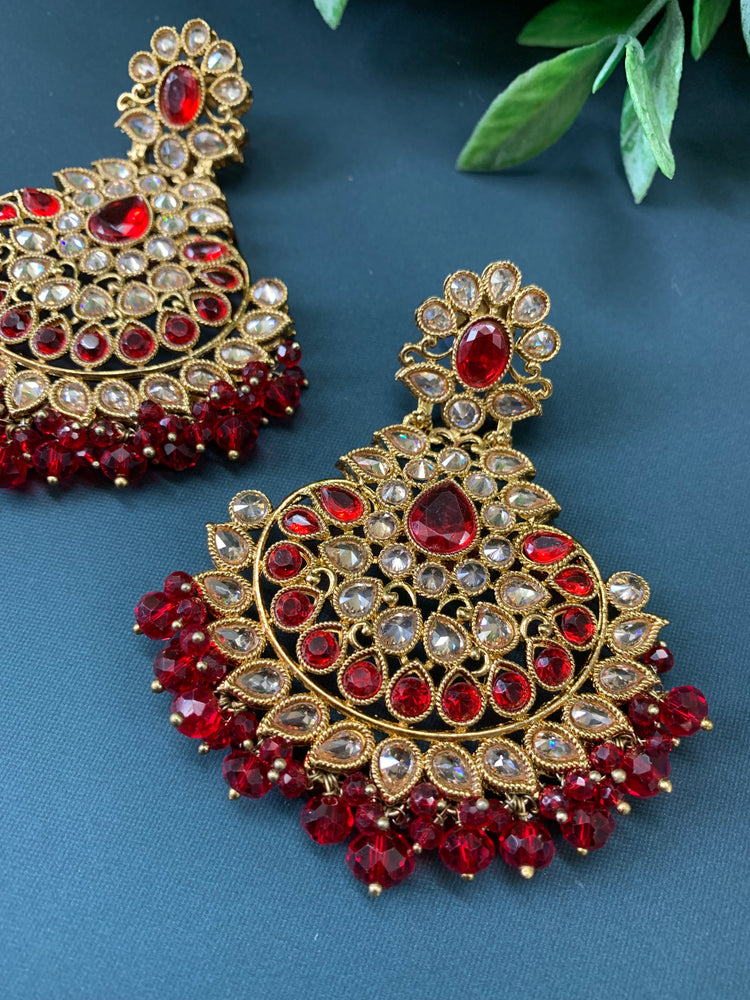 Lili polki Chandbali earring in blood red