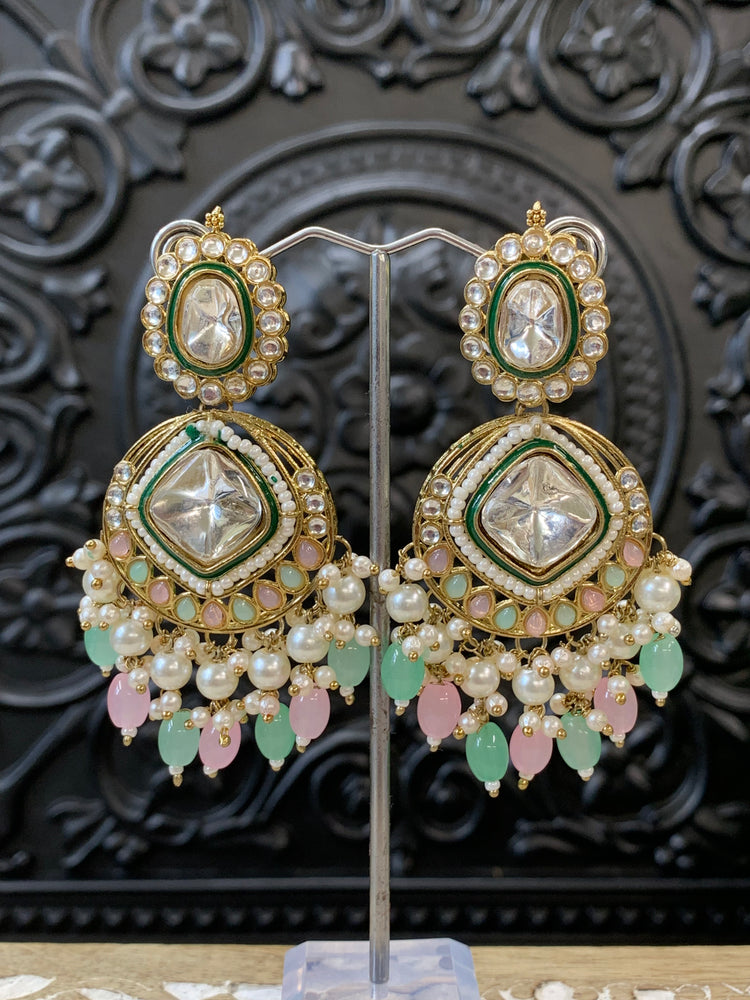 Kenny kundan fashion earring set pastel multi