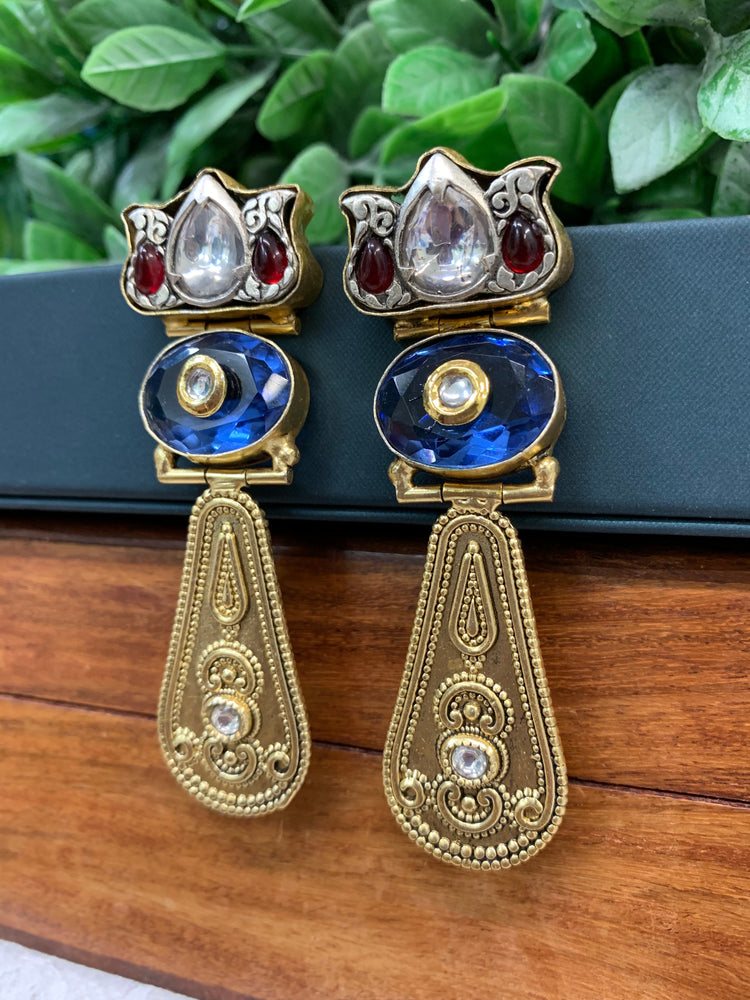 Haya Silver replica earring red and blue