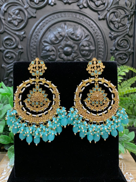 Laila Chandbali fashion statement earring blue