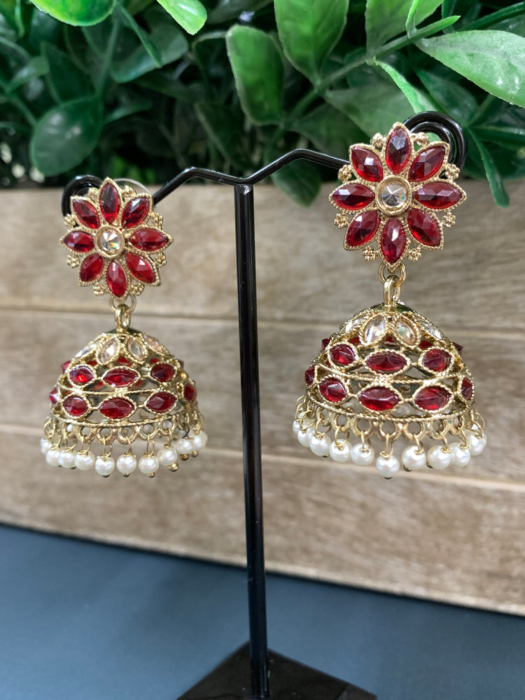 Kanika mini /chotu sa polki jhumki/ jhumka earring blood red