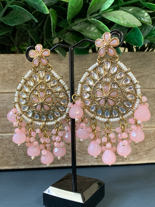 Aaravi kundan earring blush pink