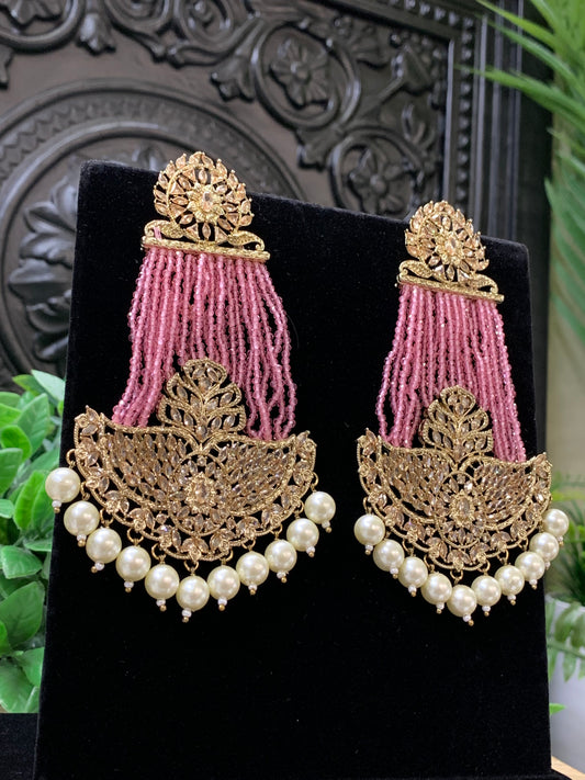 Sage polki fashion statement earring pink