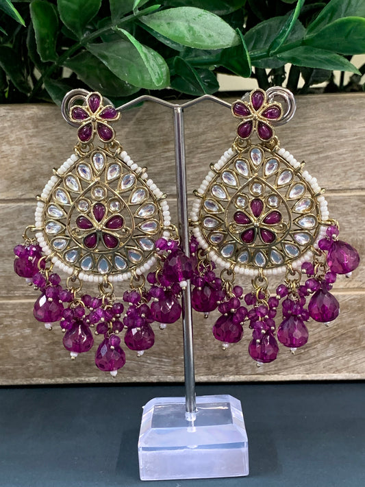 Aaravi kundan earring purple