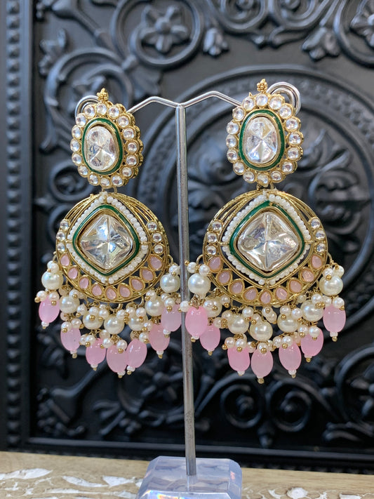 Kenny kundan fashion earring set blush pink