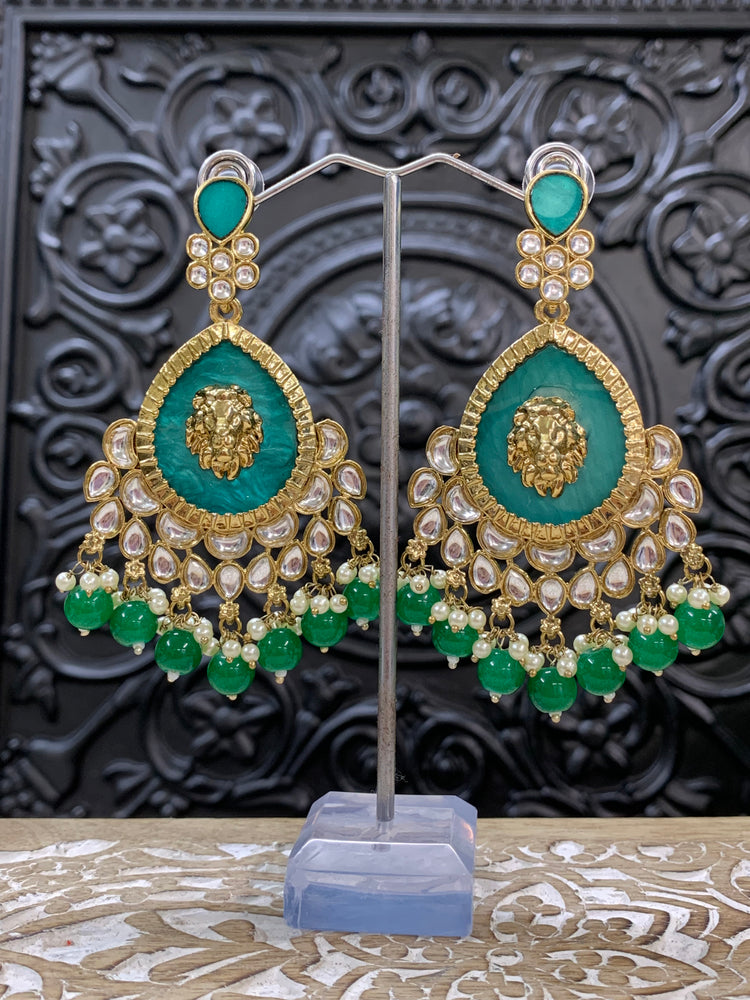 Sabyasachi inspired kundan earring tripti white pearl green