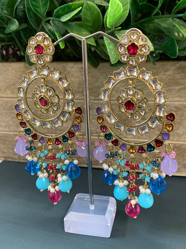 Barnavi Kundan earring crystal multi