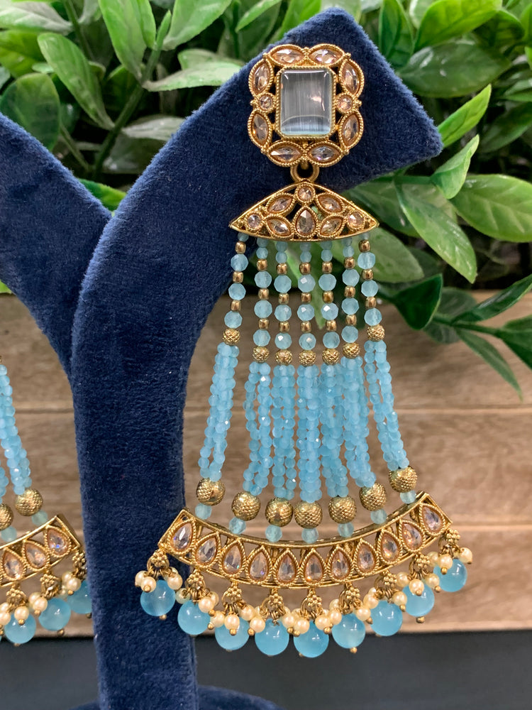 Amna polki fashion statement  earring light blue