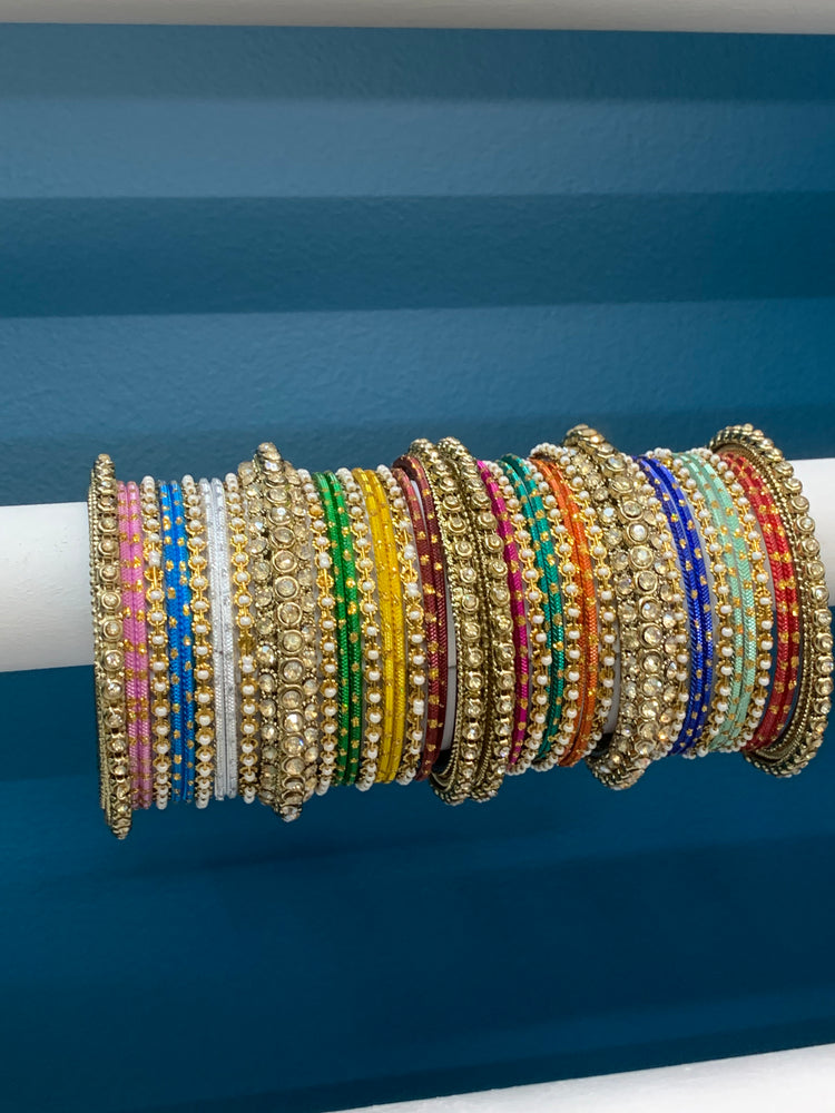 Multi color metal churi bangle set