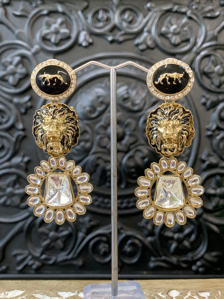 Sabyasachi inspired kundan earring black and gold