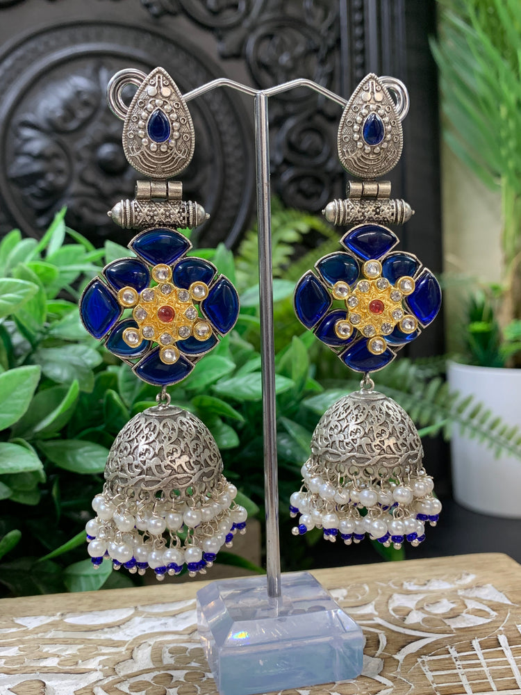 Saba oxi kundan jhumki blue