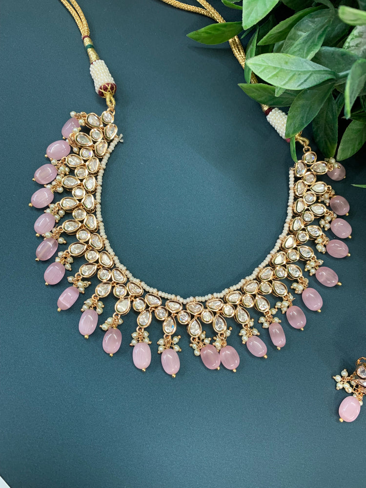 Victor tyaani kundan necklace pastel pink