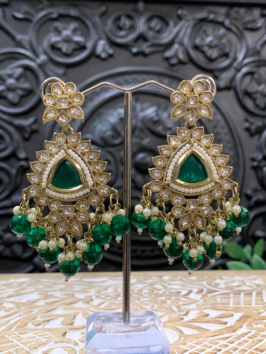 Avery small to medium kundan earring emerald green