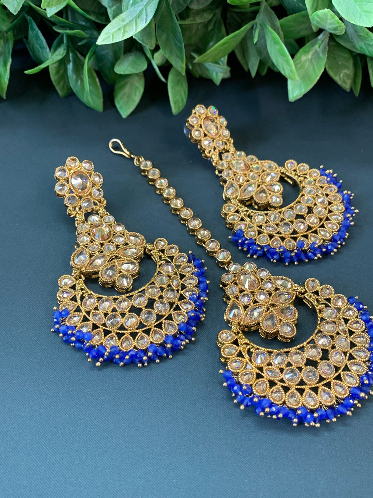 Erin reverse popki tikka set chandbali style blue