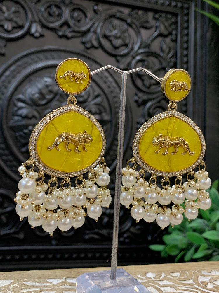 Sabyasachi inspired kundan earring tanna pastel yellow