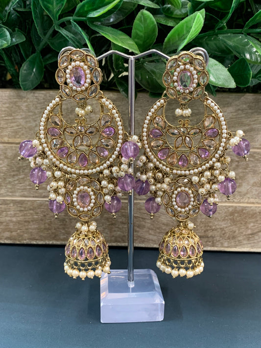 Pari polki long statement earring lavender / lilac