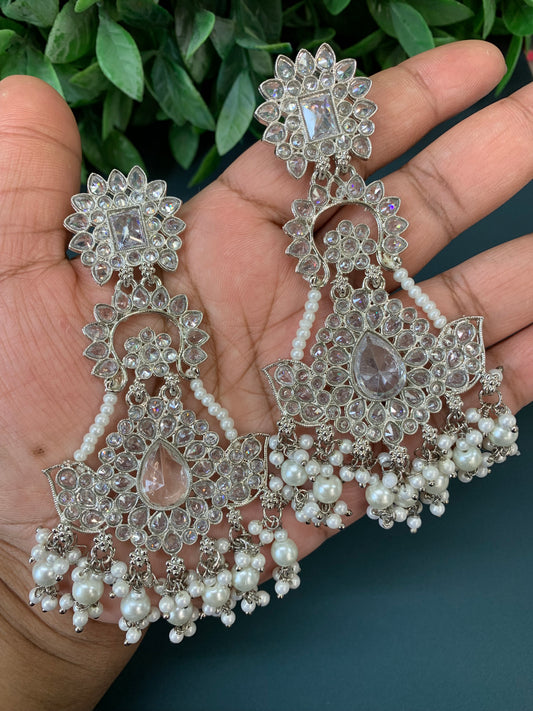 Abbu polki earring silver/white