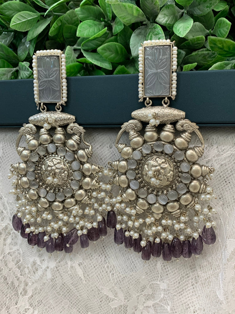 Silver replica oversize chandelier earring