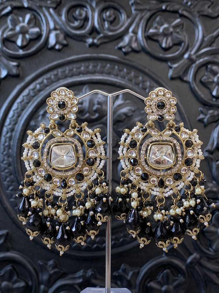 Isabella statement kundan chandbali fashion earring black