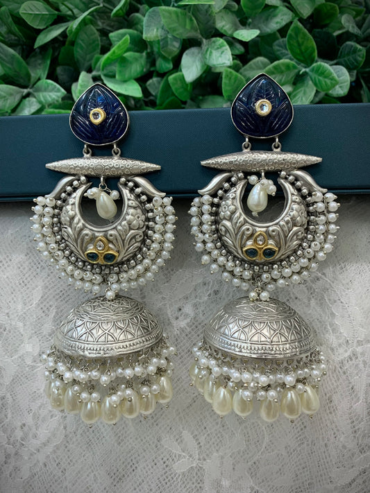 Silver oversize jhumka earring