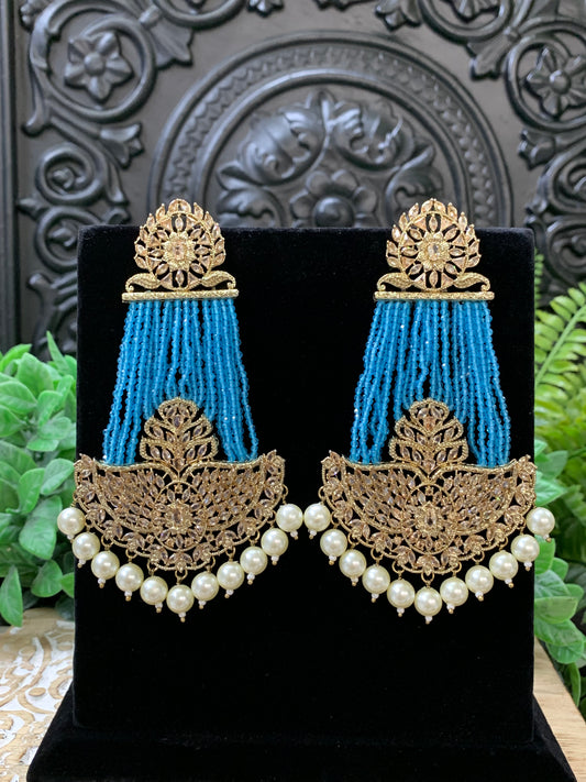 Sage polki fashion statement earring blue