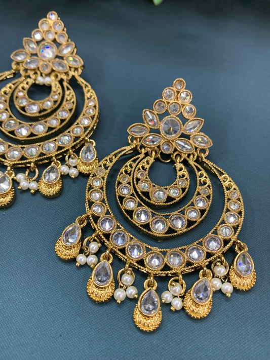 Bonnie polki chandbali earring antique/clear polki