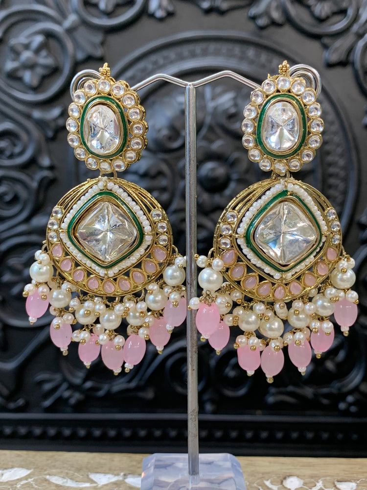 Kenny kundan fashion earring set blush pink