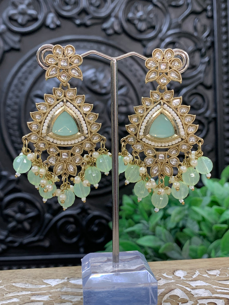 Avery small to medium kundan earring mint pistachio green