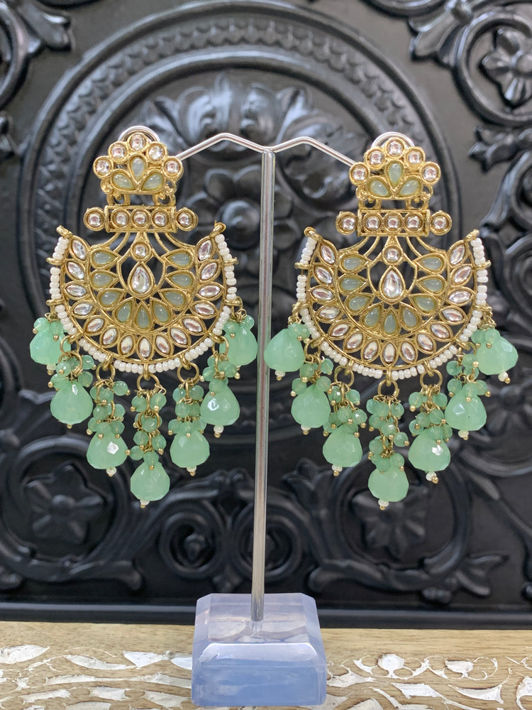 Sujal kundan earring pistachio green