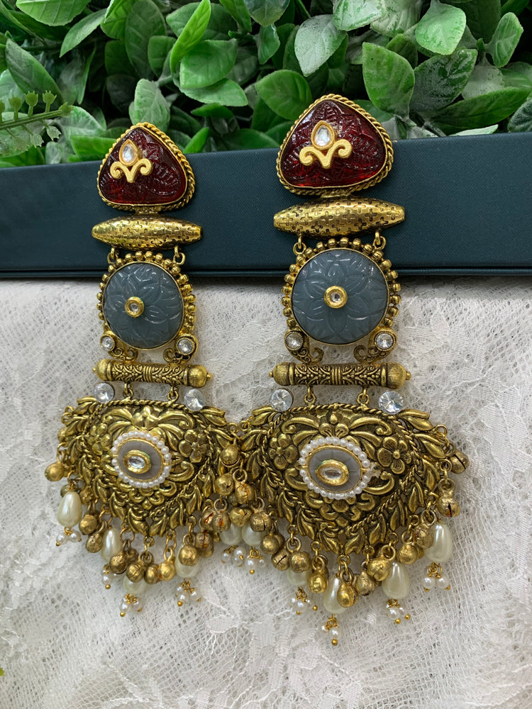 Gold plated chandbali long style earring