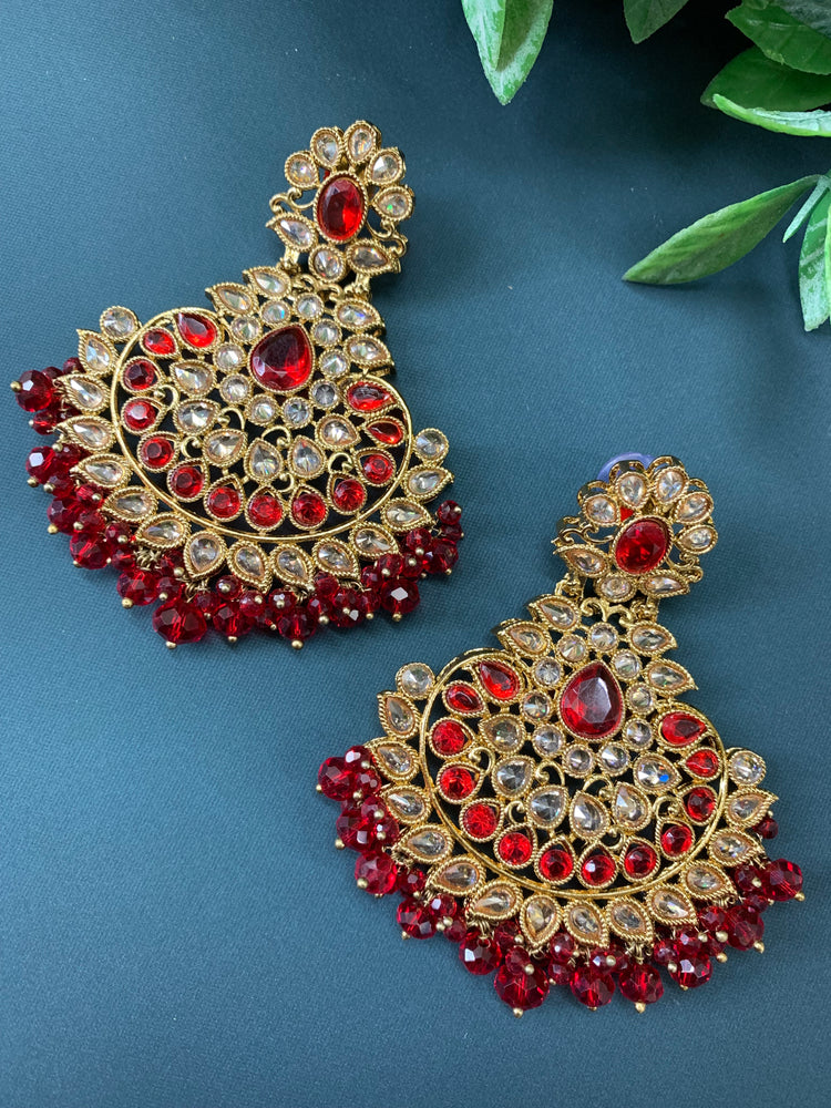 Lili polki Chandbali earring in blood red