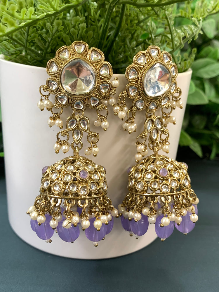 Mohini kundan jhumki/ jhumka earring lavender