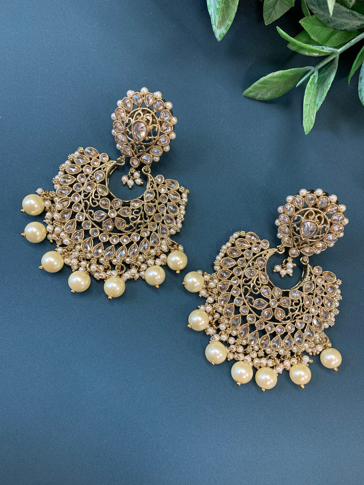 Nata polki Chandbali earring antique polki/ pearl