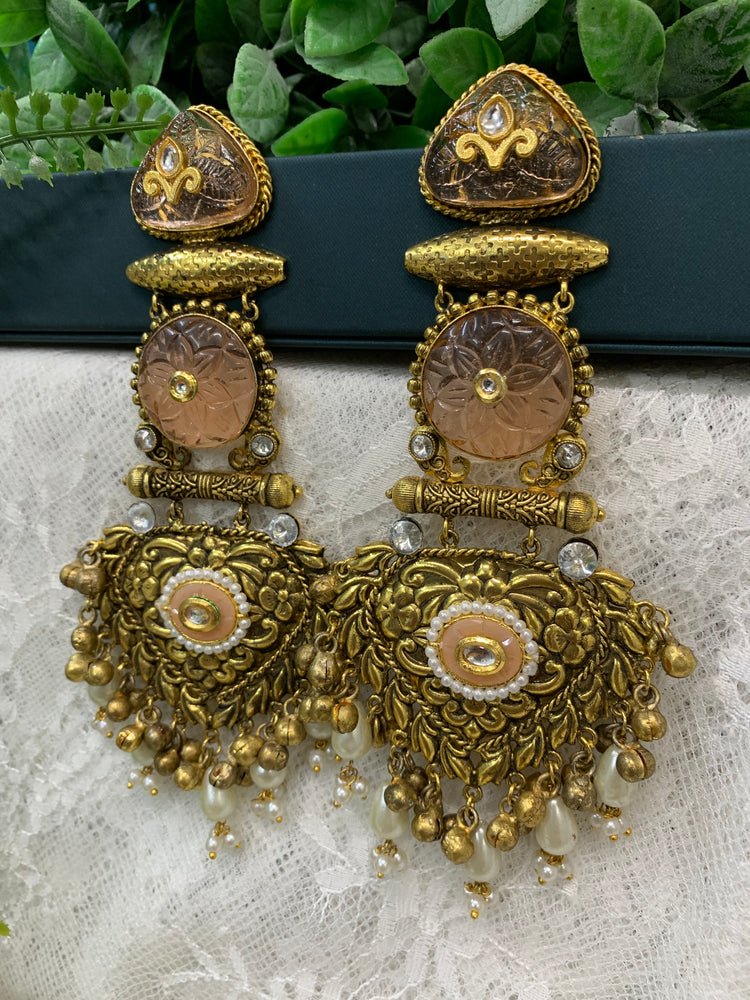 Gold plated chandbali long style earring