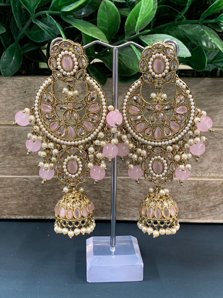 Pari polki long statement earring blush pink