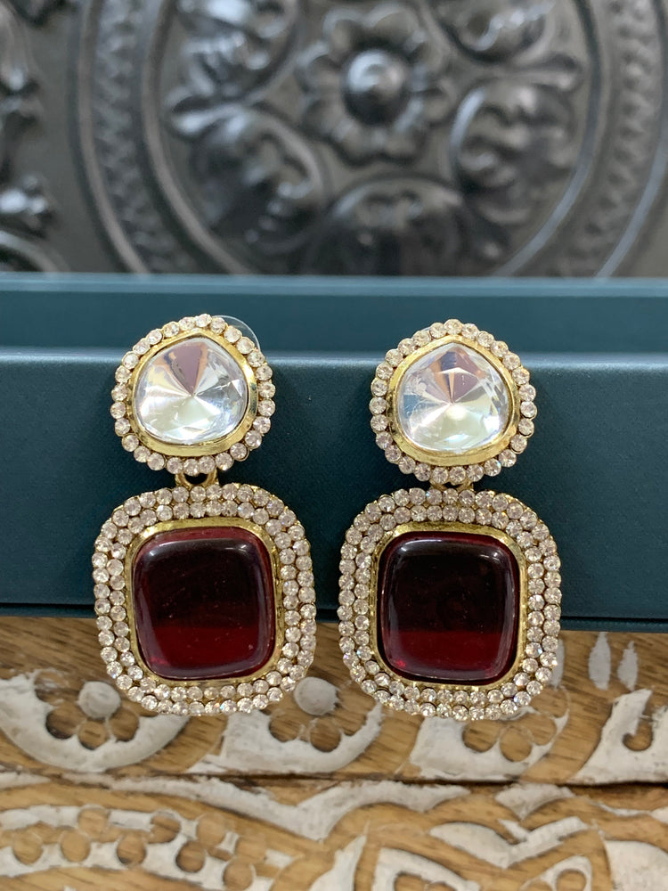 Ava uncut kundan earring red