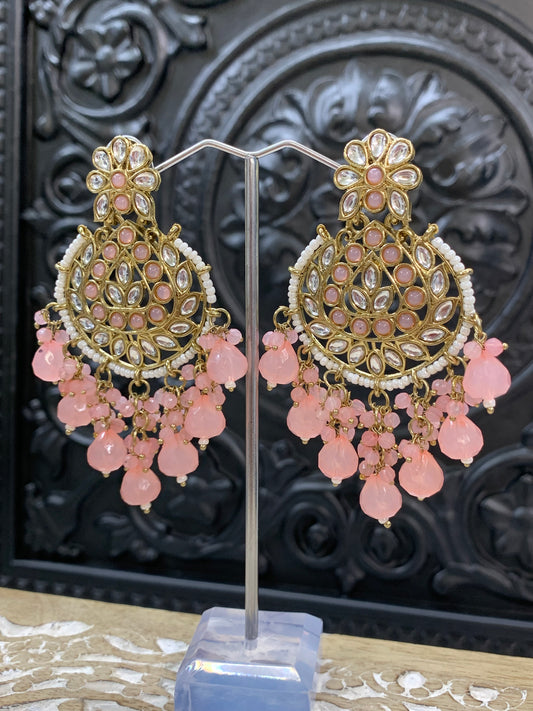 Sujal kundan earring pink