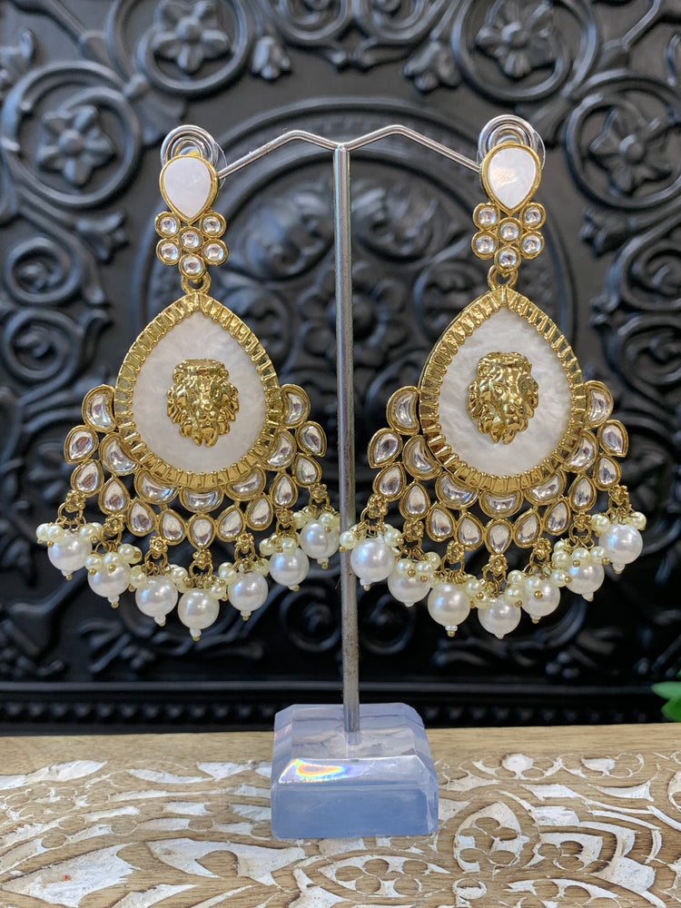 Sabyasachi inspired kundan earring tripti white pearl gold