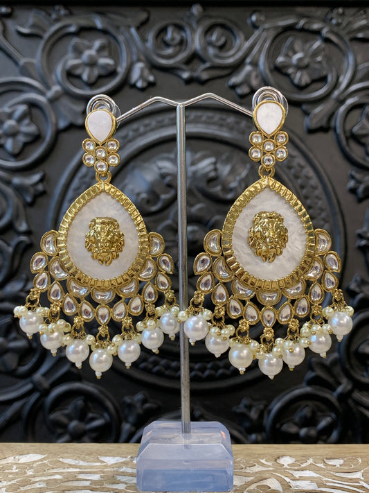 Sabyasachi inspired kundan earring tripti white pearl gold