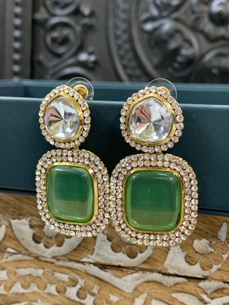 Ava uncut kundan earring green