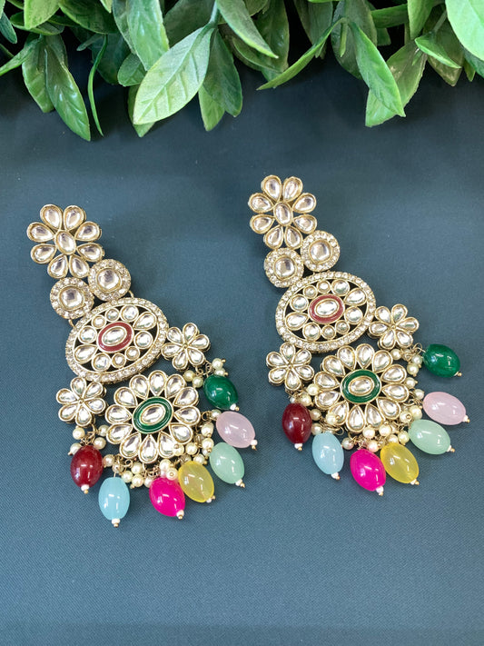 Payal  kundan fashion chandbali style earring set multi