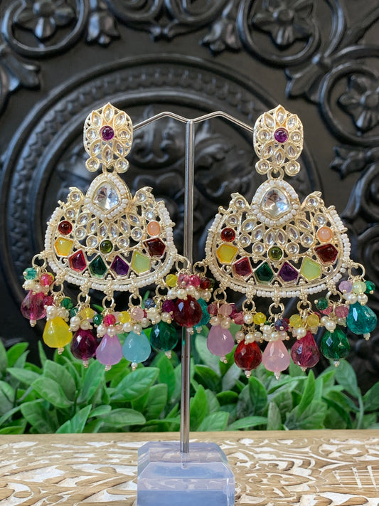 Berry kundan chandbali earring multi